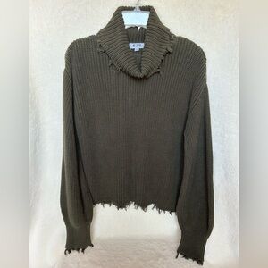 525 100% Cotton Distressed Ribbed Turtleneck Pullover Sweater Size Large